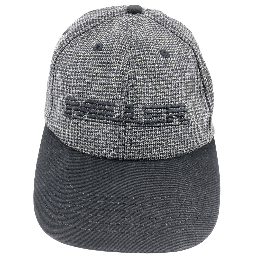 Vintage K Products Trucker Hat Cap Snap Back USA Gray Black Denim 90s Miller
